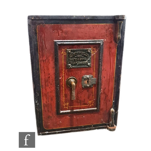 527 - A Whitfield's Safe & Door Co antique safe, height 61cm, diameter 45cm, no key provided.