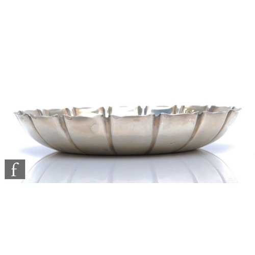 287 - A hallmarked silver bowl of shallow flower head form, with petal edge outer border, weight 12.5oz, h... 