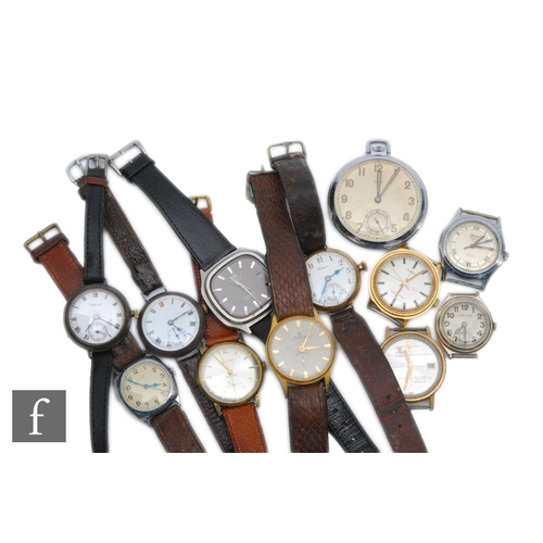 434 - Eleven assorted early to late 20th Century wrist watches to include Waltham and Hamilton examples, w... 