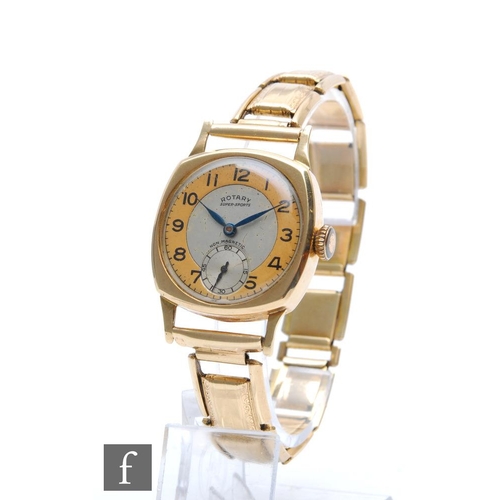 436 - A 9ct hallmarked Rotary, manual wind wrist watch, Arabic numerals to a two tone dial, case diameter ... 