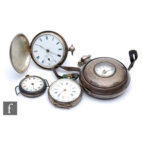 444 - A Georgian hallmarked silver pair cased verge pocket watch, a hallmarked silver full hunter and two ... 