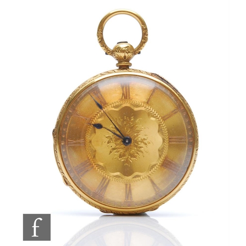 460 - An 18ct gold cased open face fob watch the interior inscribed Thomas Howard Kirkdale Road London, se... 