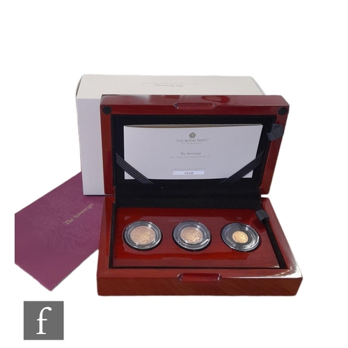 213 - An Elizabeth II Three Coin Sovereign set comprising full, half and quarter sovereigns all dated 2022... 