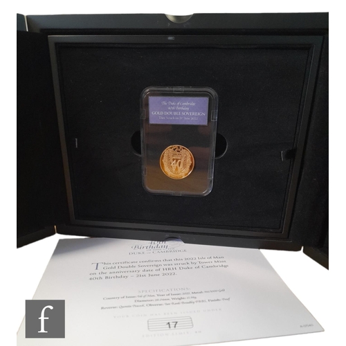 211 - An Elizabeth II Duke of Cambridge 40th Birthday Double gold sovereign dated 2022, certificate and ca... 