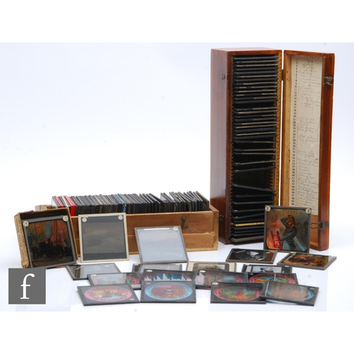 491 - An extensive collection of Edwardian glass magic lantern slides, various lectures and subjects to in... 