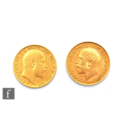 182 - Two Edward VII to George V half sovereigns, 1902 and 1914. (2)