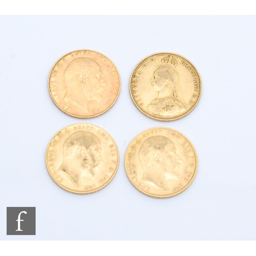 242 - Four Victorian to Edward VII sovereigns 1887, 1907, 1909 and 1910. (4)