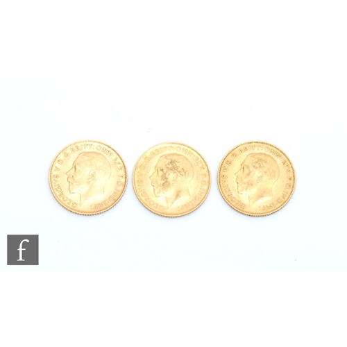 248 - Three George V half sovereigns, 1913. (3)