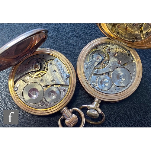 459 - An early 20th Century gold plated half hunter fob watch by the Dennison watch company and a similar ... 