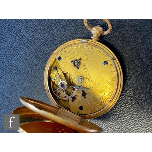 460 - An 18ct gold cased open face fob watch the interior inscribed Thomas Howard Kirkdale Road London, se... 