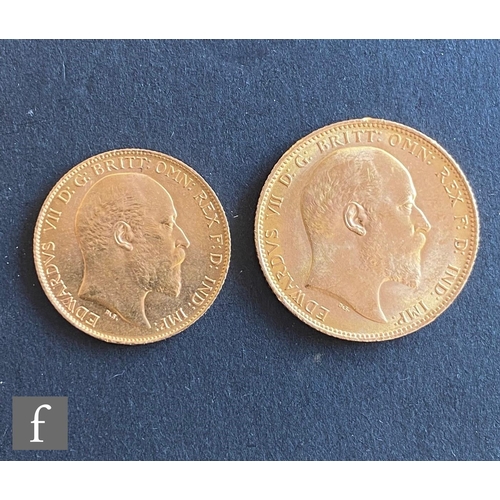 249 - An Edward VII 1902 specimen coin set to include five pounds, two pounds, sovereign, half sovereign, ... 