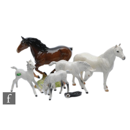 37 - Five Beswick horses comprising Connemara Pony 'Terese of Leam' model 1641 from the Mountain and Moor... 