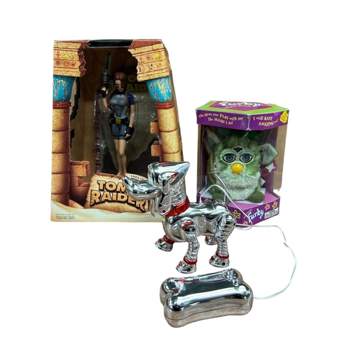 9249 - Three toys, Tiger Furby, boxed, Playmates Tomb Raider Lara Croft in Wet Suit, boxed, and a Disney Pa... 