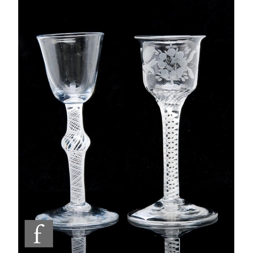 191 - An 18th Century drinking glass circa 1765, the ogee bowl with basal slant moulding below possibly Ja... 