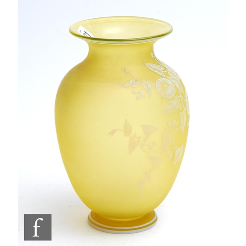 471 - A large late 19th Thomas Webb & Sons vase of footed ovoid form with an everted collar neck, case... 