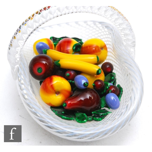 793 - A later 20th Century Saint Louis Abondance glass paperweight, modelled as a stylised fruit basket wi... 