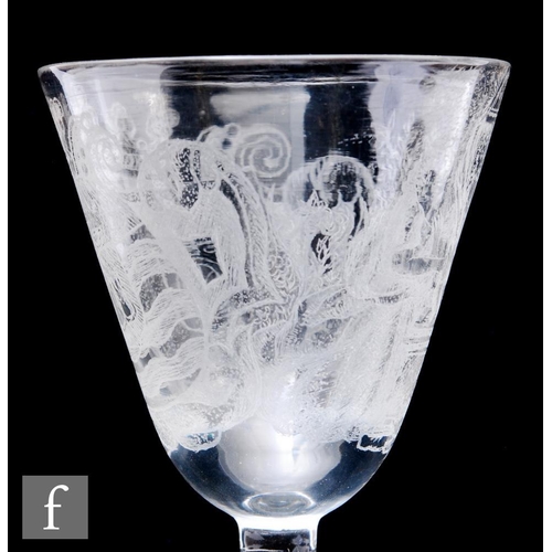 250 - An 18th Century Newcastle light baluster drinking glass circa 1750, possibly a marriage goblet, the ... 