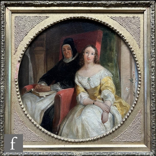 548 - THOMAS CRANE (1808-1859) - 'The Duenna', oil on board, inscribed on label verso, in circular slip, f... 