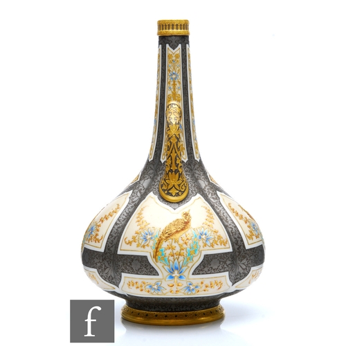 3 - A large late 19th Century Royal Worcester Persian blush ivory twin handled vase and spire cover deco... 