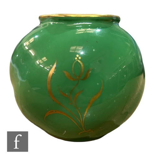 13 - A small Royal Worcester shape G161 ovoid vase decorated with a hand painted cartouche by Sebright wi... 