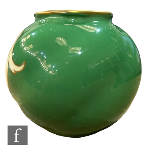 13 - A small Royal Worcester shape G161 ovoid vase decorated with a hand painted cartouche by Sebright wi... 