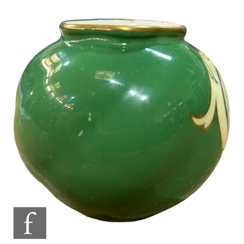 13 - A small Royal Worcester shape G161 ovoid vase decorated with a hand painted cartouche by Sebright wi... 