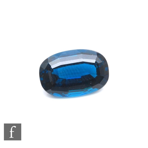 102 - A loose cut and polished oval mixed cut natural indicolite tourmaline stone, length 13.82mm, width 9... 