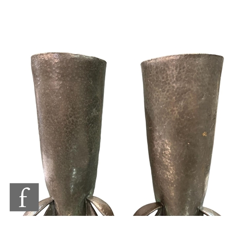 966 - A pair of early 20th Century Liberty Solkets pewter 'Rocket' vases, shape 0227, designed by Archibal... 