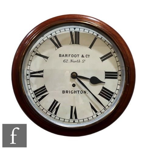 364 - A late 19th Century mahogany cased wall clock with single fusee movement, the painted dial signed Ba... 