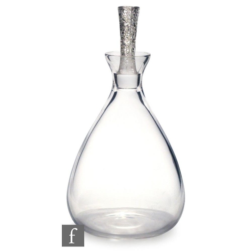8023 - An Art Deco Lalique Phalsbourg glass decanter, circa 1924, the plain body of gourd form, with tall w... 