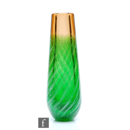 657 - A large Czech glass vase designed by Ladislav Palacek for Skrdlovice circa 1983, the tapered sleeve ... 