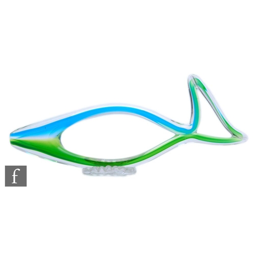 665 - A later 20th Century Italian Murano abstract sculpture of a stylised fish in open framework design w... 