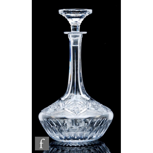 674 - A large later 20th Century Royal Doulton Crystal ships decanter, the low shouldered body with a deep... 