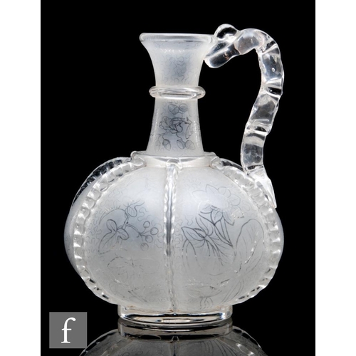 681 - A 19th Century Richardsons carafe circa 1870, the footed globe and shaft decorated with applied rigg... 