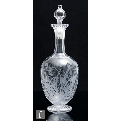 8030 - A Stourbridge glass decanter, possibly Richardsons, of amphora form, the body richly wheel engraved ... 