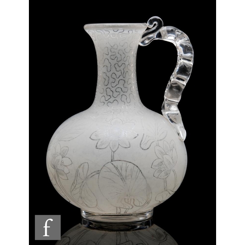 685 - A 19th Century Richardsons carafe circa 1870, the footed globe and shaft body acid decorated with st... 