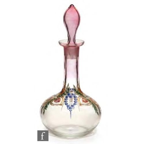 8045 - An early 20th Century Bohemian glass decanter, circa 1910-1920, of globe and shaft form in a graduat... 