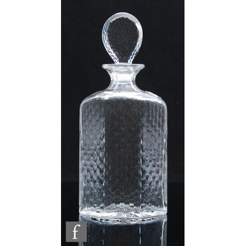 8056 - A Whitefriars Glassworks hexagonal decanter, circa 1935, the faces of the body cut with small scoops... 