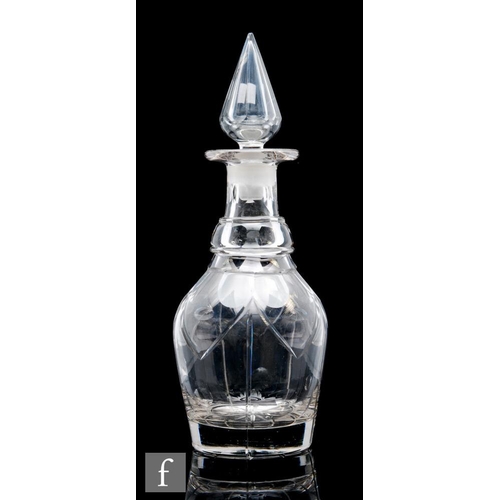 8094 - A 19th Century glass decanter, circa 1845-50, of bludgeon form, with merise neck ring, the body with... 