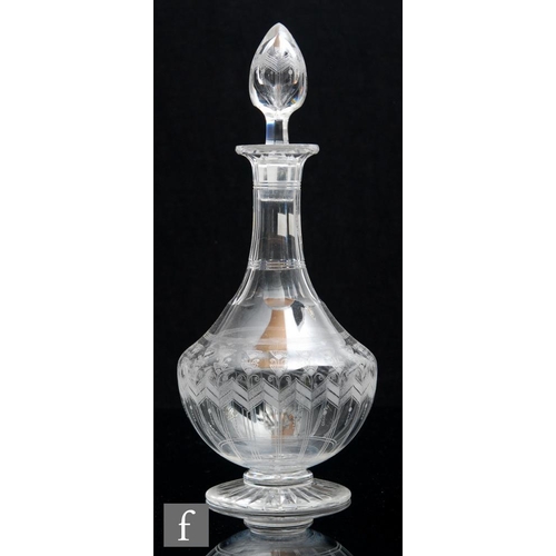8103 - An early 20th Century Stuart and Sons glass decanter circa 1925, of footed baluster form, the body a... 