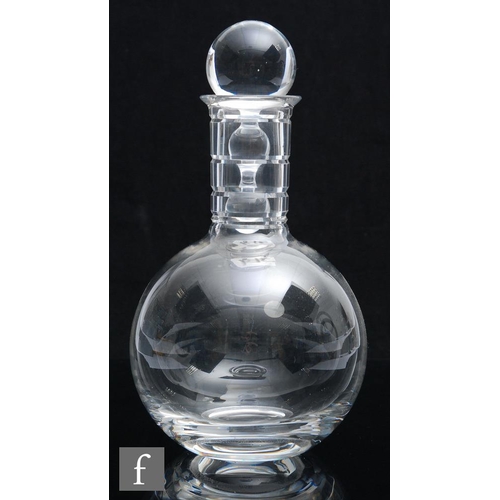 8106 - A 1960s Leerdam glass decanter, designed by Andries Copier, the clear glass globe and shaft body wit... 
