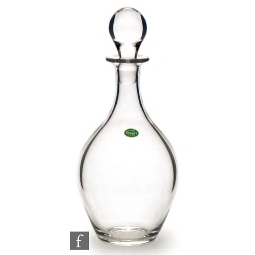 8107 - An early 20th Century Stuart Crystal glass decanter, of plain ovoid form with tapering stopper, reta... 