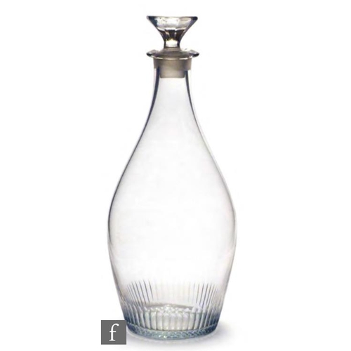 8115 - A later 18th Century, possibly Belgian, clear crystal decanter, of club form with a band of basal fl... 