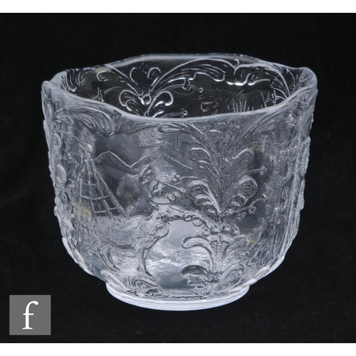 692 - A 20th Century Kosta Boda clear crystal Rhapsody bowl by Kjell Engman, of high sided circular form w... 