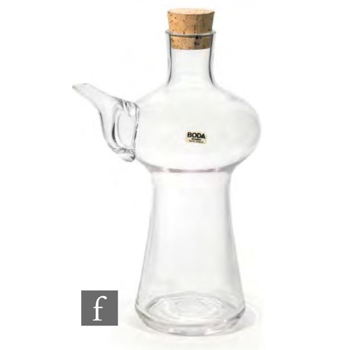 8048 - A 1960s Swedish Boda glass decanter designed by Bertil Vallien, circa 1968, the swollen upper body a... 