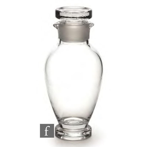 8065 - A 1940s Swedish Orrefors glass cocktail shaker, designed by Nils Landberg, of footed ovoid form with... 