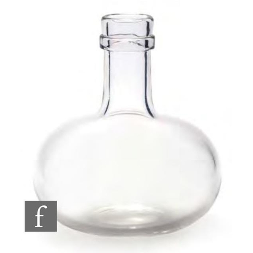 8087 - A late 19th Century half pin decanter of compressed globe and shaft form with an applied neck ring, ... 