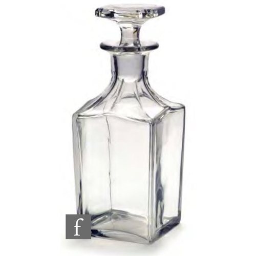 8090 - A late 19th Century square section spirit decanter, plain sides with fluting to the shoulder, matche... 