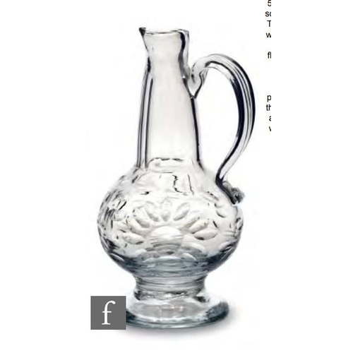 8122 - A late 18th Century miniature (or personal) footed decanter, the globular body cut with lenses and o... 