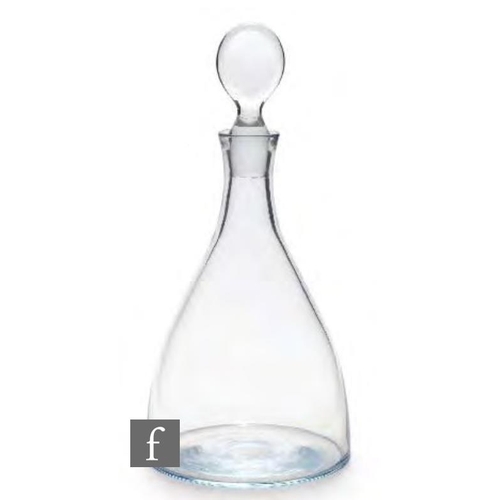 8136 - A 1950s Swedish Stromberg glass ships decanter, circa 1954, in a pale blue tint with conforming loze... 